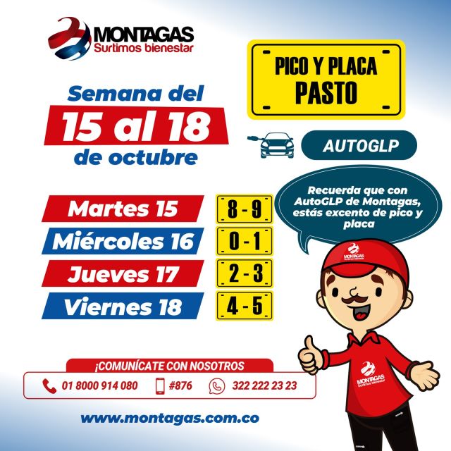 ¡Gasta menos con AutoGLP de Montagas!
¿Sabías que con AutoGLP 🚙🍃de Montagas quedas libre de la restricción 🛑 de pico y placa en Pasto? ¿Qué esperas para convertir tu auto a AutoGLP de Montagas?