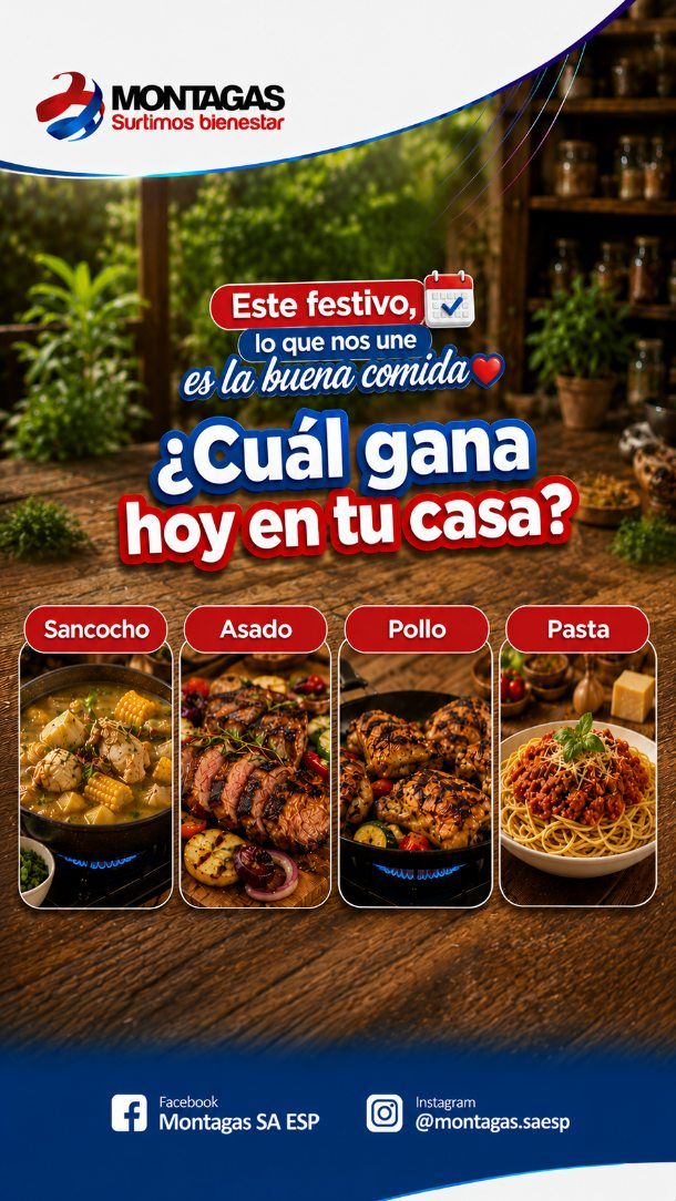 🎉 ¡Hoy es festivo y en todas las casas hay un debate! 😋🍽️
Llegó el momento de elegir... 👇
🍲 Sancocho ❤️
🥩 Asado 🔥
🍗 Pollo 😍
🍝 Pasta 🤤
❓¿Cuál gana hoy en tu casa?
💬 Cuéntanos en los comentarios 👇

🔥 ¡Veamos cuál plato será el campeón de esta comunidad!

#Festivo #Montagas #SurtimosBienestar #GLP #CocinarConGas