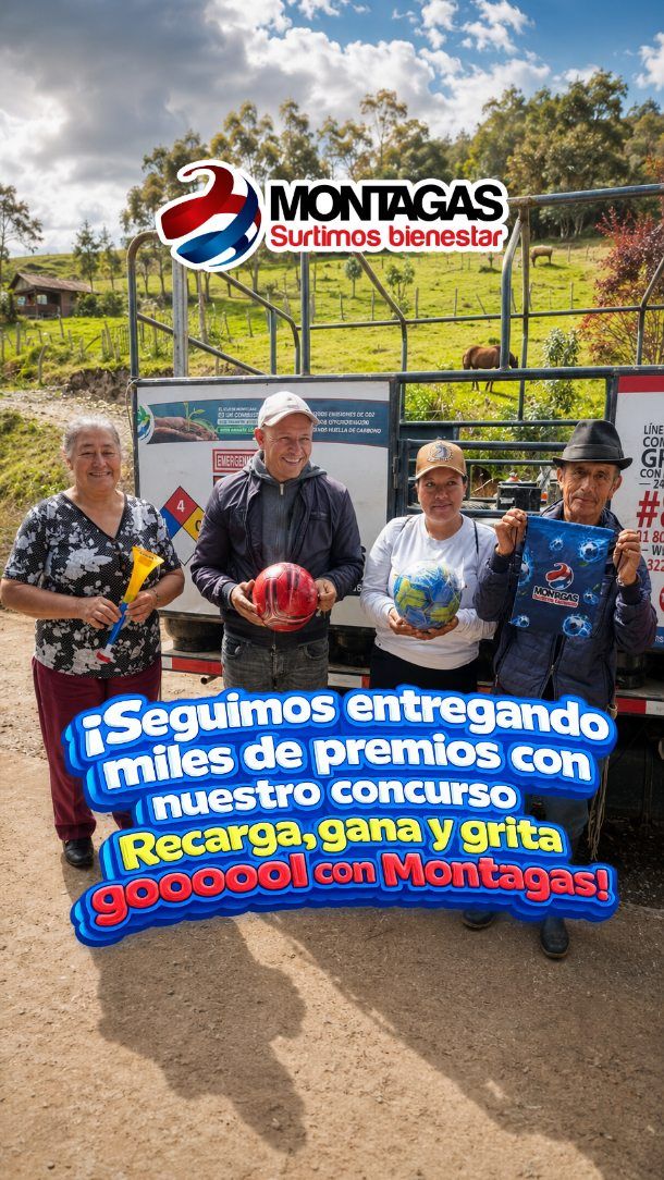 ¡En Montagas no paramos de entregar miles y miles de premios 🎁 de nuestro concurso ⚽⚽⚽ Recarga, gana y grita Goooool con Montagas! 🎉🎉🎉

Qué esperas para recargar tu cilindro y ser otro de nuestros ganadores?

📱Llama ya al #876 o escribenos a WhatsApp al 3222222323. 

#RecargaGanaYGritaGol
#Montagas
#SurtimosBienestar
#Mundial 2026